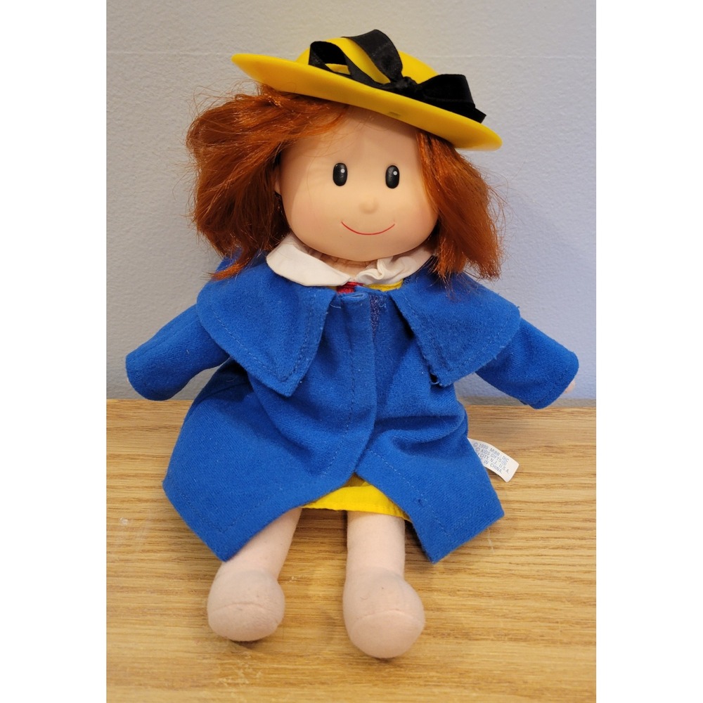 Vintage 1999 Madeline Plush Doll Kids Gifts 11in Yellow Hat Blue Coat Doll